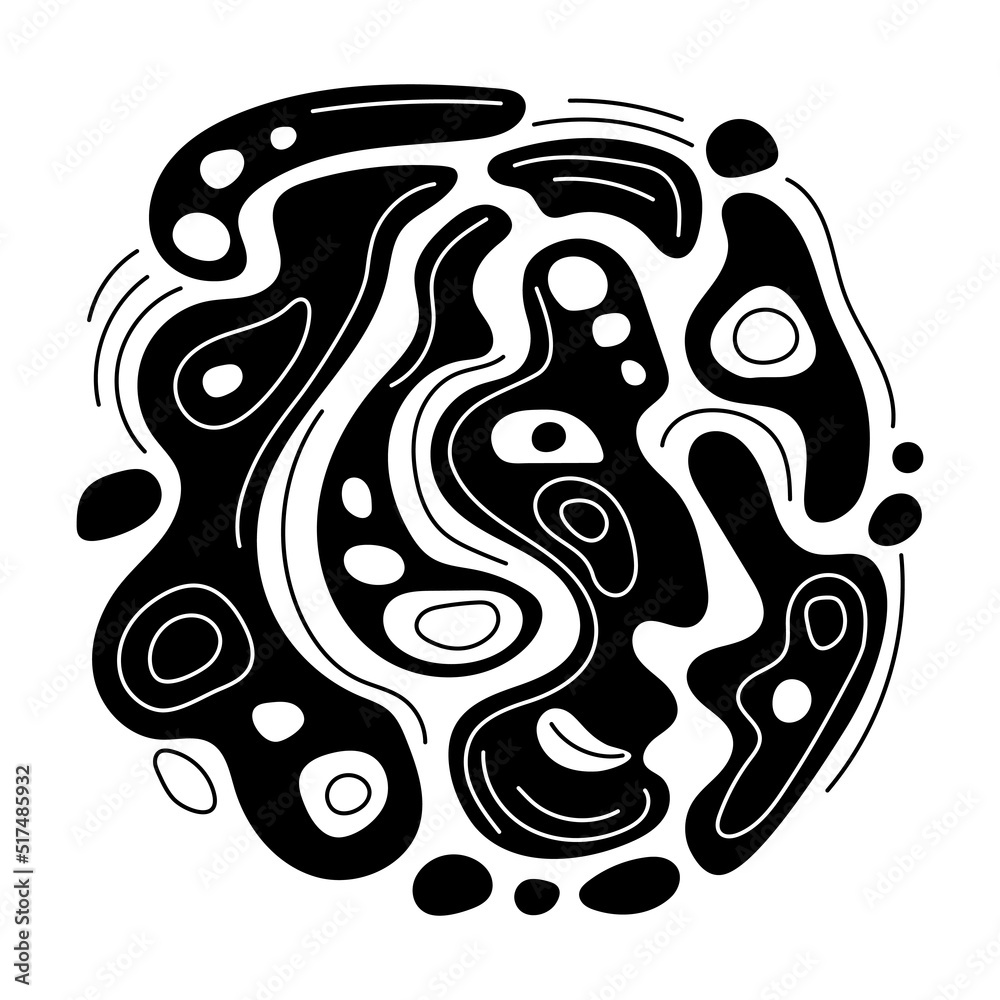 Abstract designs and shapes, black vector elements on white background