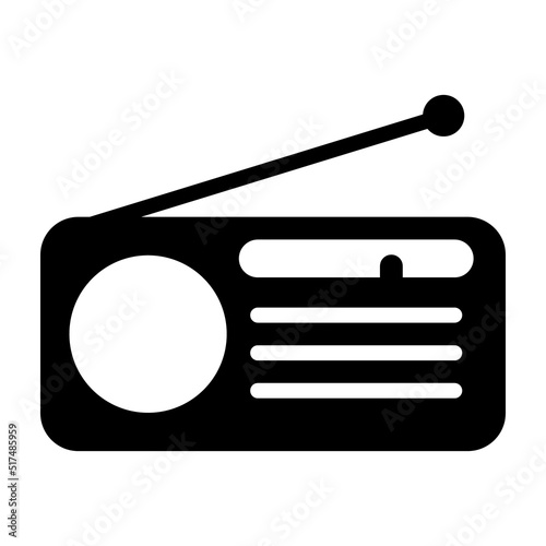 Retro radio station icon, flat isolated music sound media button, web vector illustration