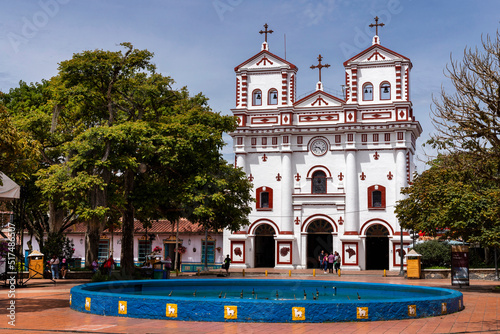 Guatape, Antioquia / Colombia - May 25, 2022. Church of Our Lady of Carmen, In 1930 it was endowed with benches, bells, French