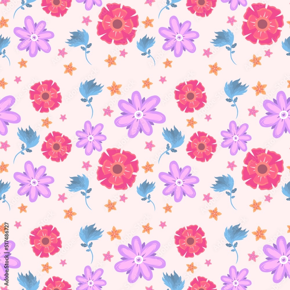 Colord flower pattern with light background