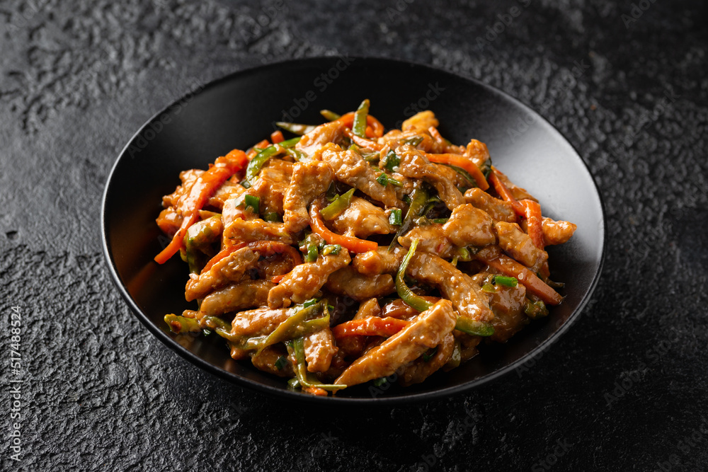 Fototapeta premium Chinese sichuan shredded pork with vegetables. Asian cuisine