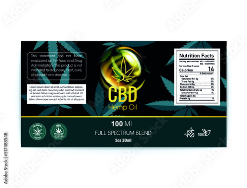 cbd oil label design vector illustration 