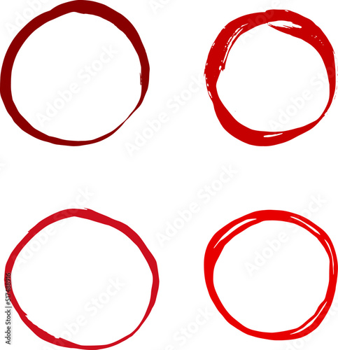 Hand drawn circles set. Highlight circle frames. Ellipses in doodle style. Set of vector illustration isolated on transparent background.