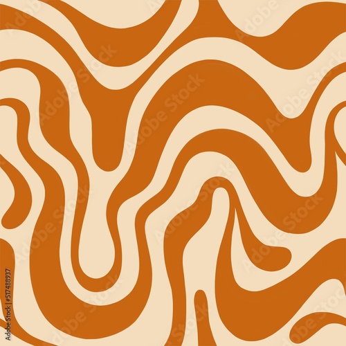 Trippy Retro Seamless pattern. Abstract psychedelic groovy background. 60s-70s wavy style