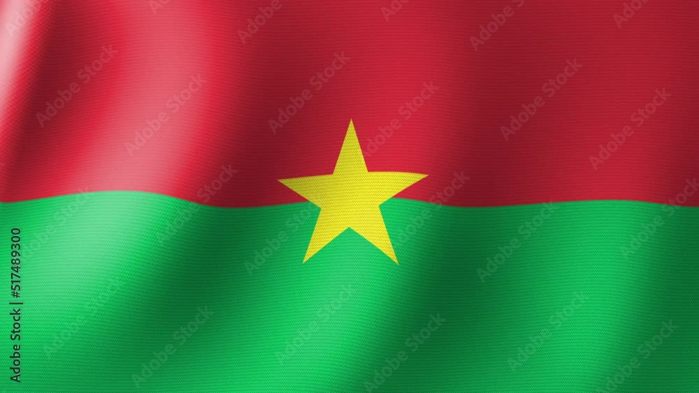 Flag of Burkina Faso Flutters in the Wind. Seamless Animation 3d