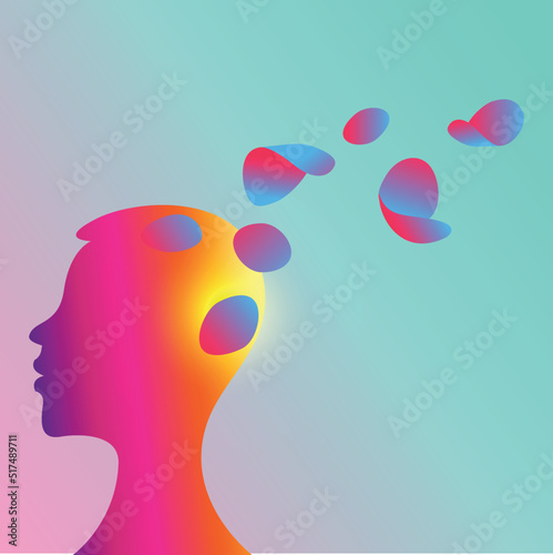 Human memory loss illness vector illustration concept. Dementia, Alzheimer, amnesia disease concept. Mental and psychological illness. Remembering problem. cognitive disfunction concept. Brain damage