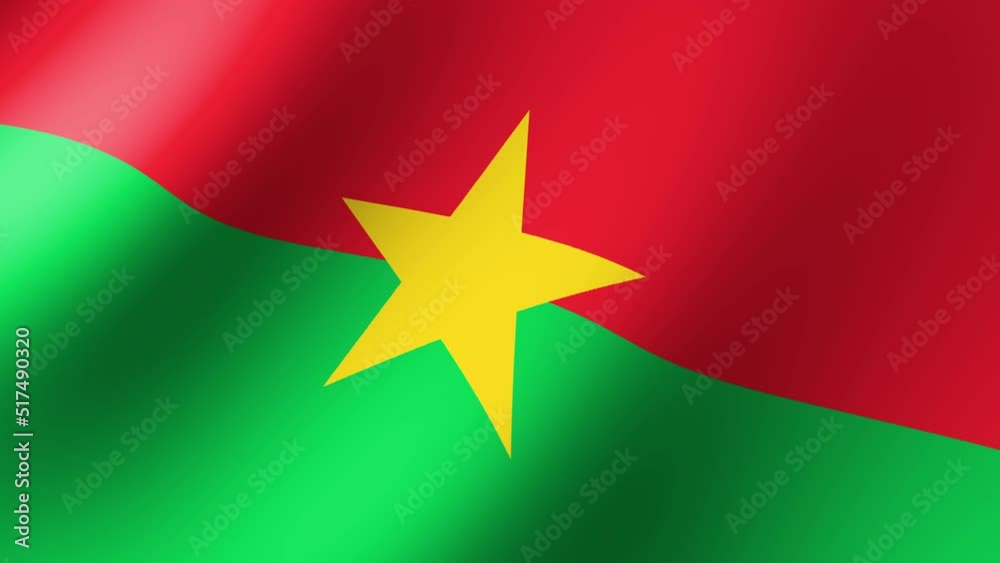Flag of Burkina Faso Flutters in the Wind. Seamless Animation 3d Flag of Burkina Faso Flutters in the Wind. Seamless Animation 3d