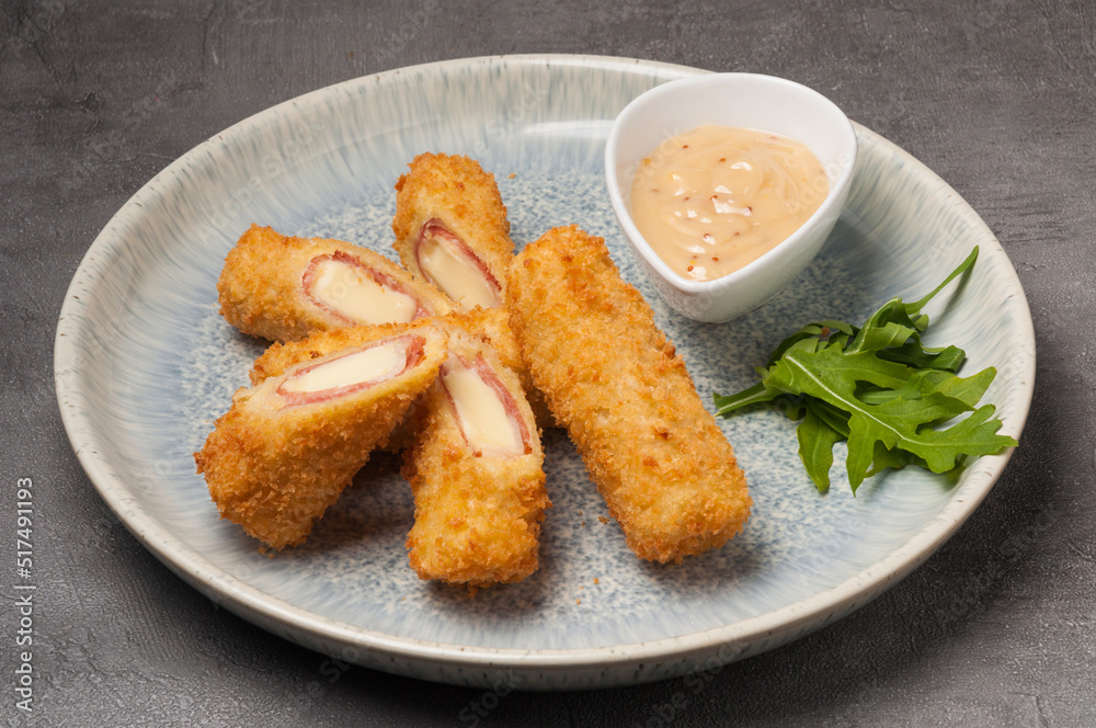 cordon bleu appetizer with cheese and deep-fried ham cordon bleu appetizer with cheese and deep-fried ham