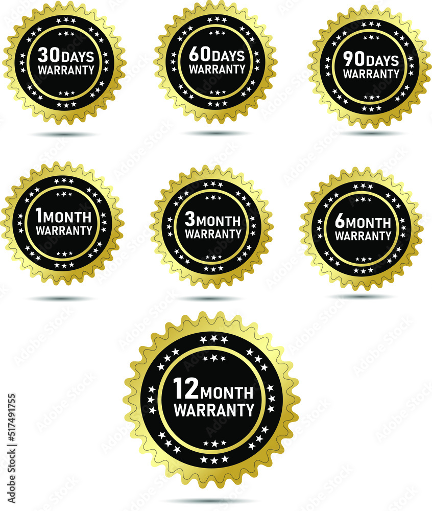 30 days 60 days 90 days 1 month 3 month 6 month 12 month gold Warranty Badge 30 days 60 days 90 days 1 month 3 month 6 month 12 month gold Warranty Badge