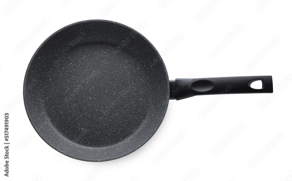 New non-stick frying pan isolated on white New non-stick frying pan isolated on white