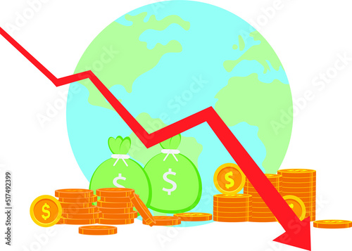 Recession illustrations statistics and negative rate stock market trading 