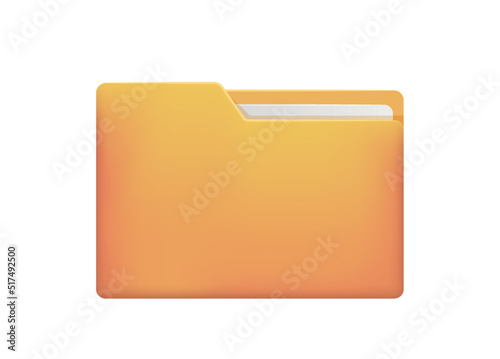 Yellow folder with documents. Folder icon isolated on white background.