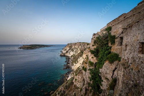 Italy, July 2022: architectural details, at sunset, on the island of San Nicola Isole Tremiti © cristian