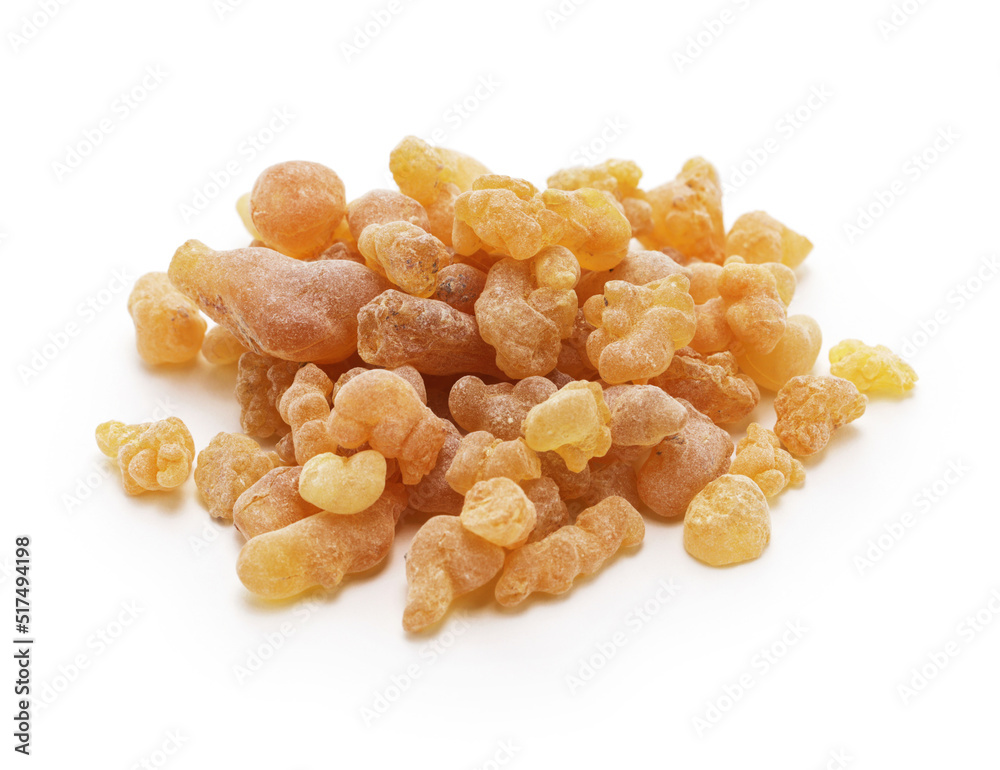 frankincense olibanum resin ( perfumery ingredients ) isolated on white background frankincense olibanum resin ( perfumery ingredients ) isolated on white background