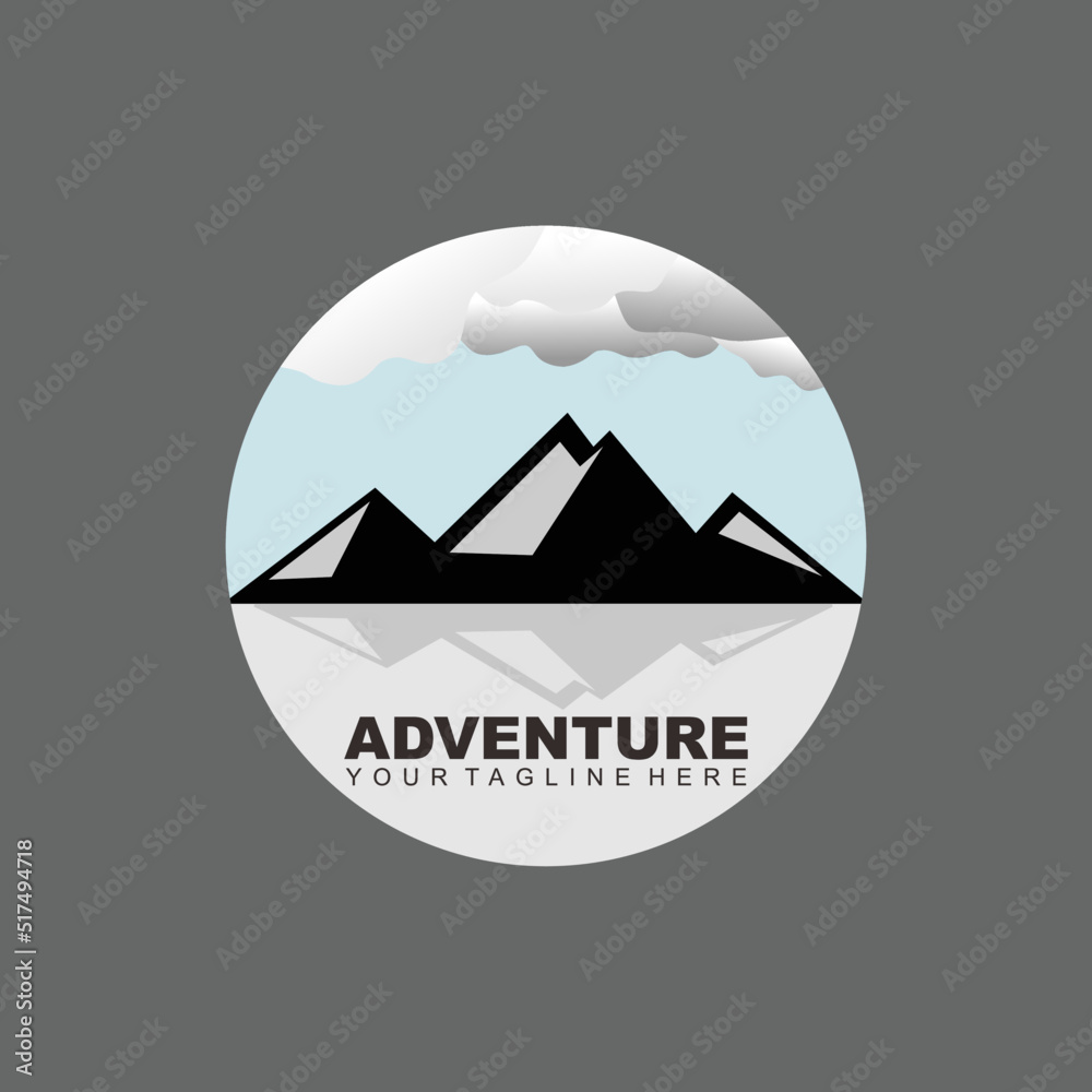 set of icons of mountains