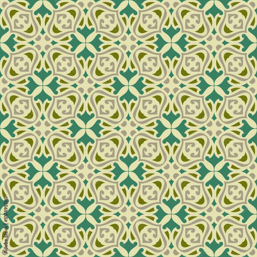 Seamless pattern with islamic ethnic ornamental motifs tile on flat abstract vector.