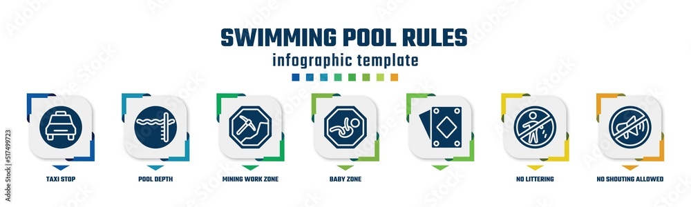swimming pool rules concept infographic design template. included taxi ...