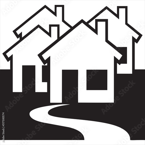 Vector, Image of factory house icon, black and white color, with transparent background

