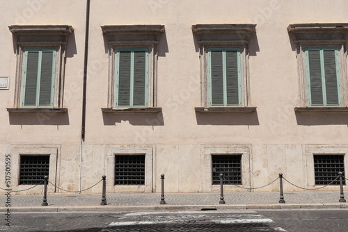Quirinale Building Exterior Close Up with Windows in Rome, Italy