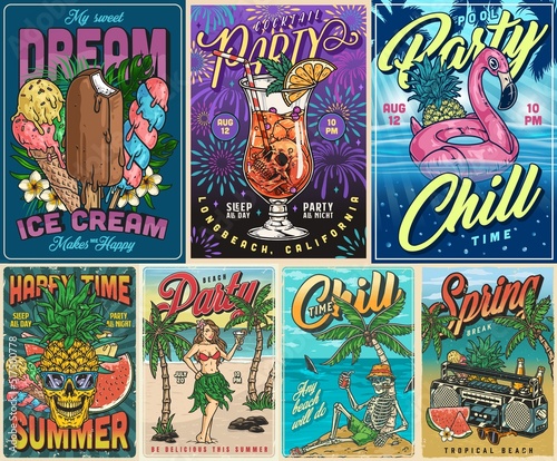 Hot party set flyers colorful