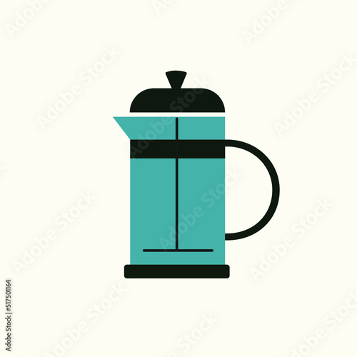 French press coffee isolated vector illustration. Alternative brewing method with special device flat icon. Decorative design for cafeteria, posters, banners, coffee shop