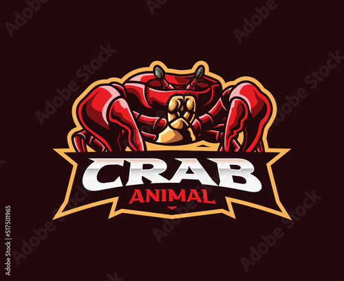 Crab mascot logo design. Red crab animal vector illustration. Logo illustration for mascot or symbol and identity, emblem sports or e-sports gaming team