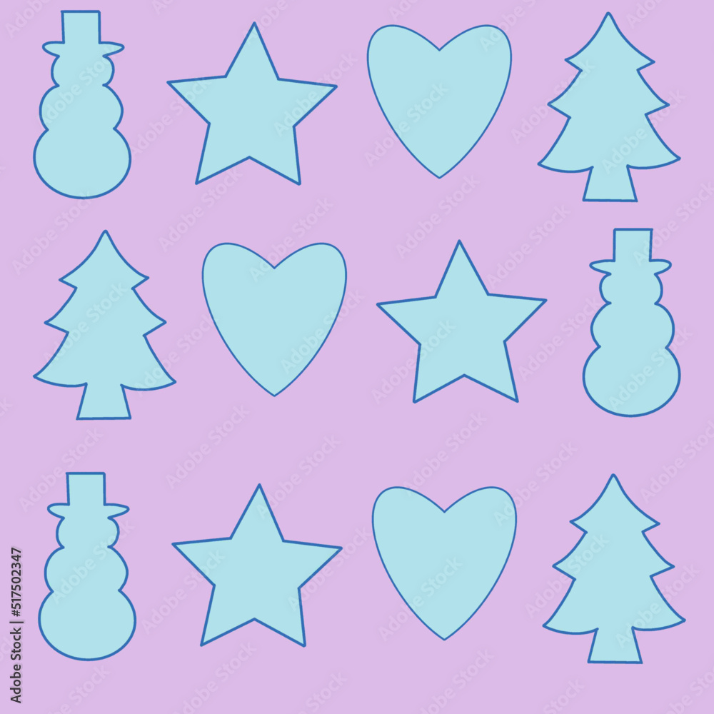 santa claus,mitten,feather,gift packed in a box,christmas tree,bird,toy,gingerbread man,christmas star,heart,snowman,star,vector, pattern, illustration, animal, cartoon, seamless, design, decoration, 
