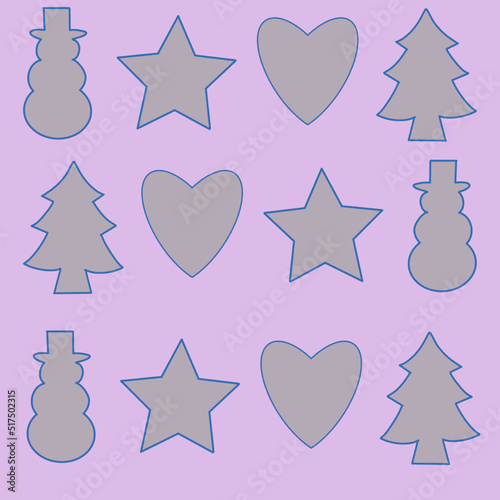 santa claus,mitten,feather,gift packed in a box,christmas tree,bird,toy,gingerbread man,christmas star,heart,snowman,star,vector, pattern, illustration, animal, cartoon, seamless, design, decoration, 