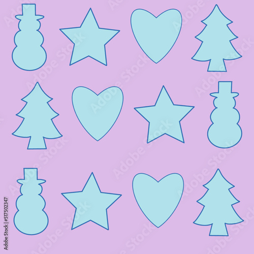 santa claus,mitten,feather,gift packed in a box,christmas tree,bird,toy,gingerbread man,christmas star,heart,snowman,star,vector, pattern, illustration, animal, cartoon, seamless, design, decoration, 