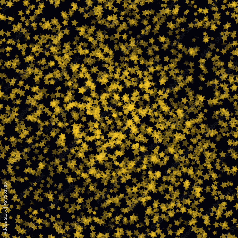 Black Wallpaper with Yellow Gold Stars Seamless Pattern