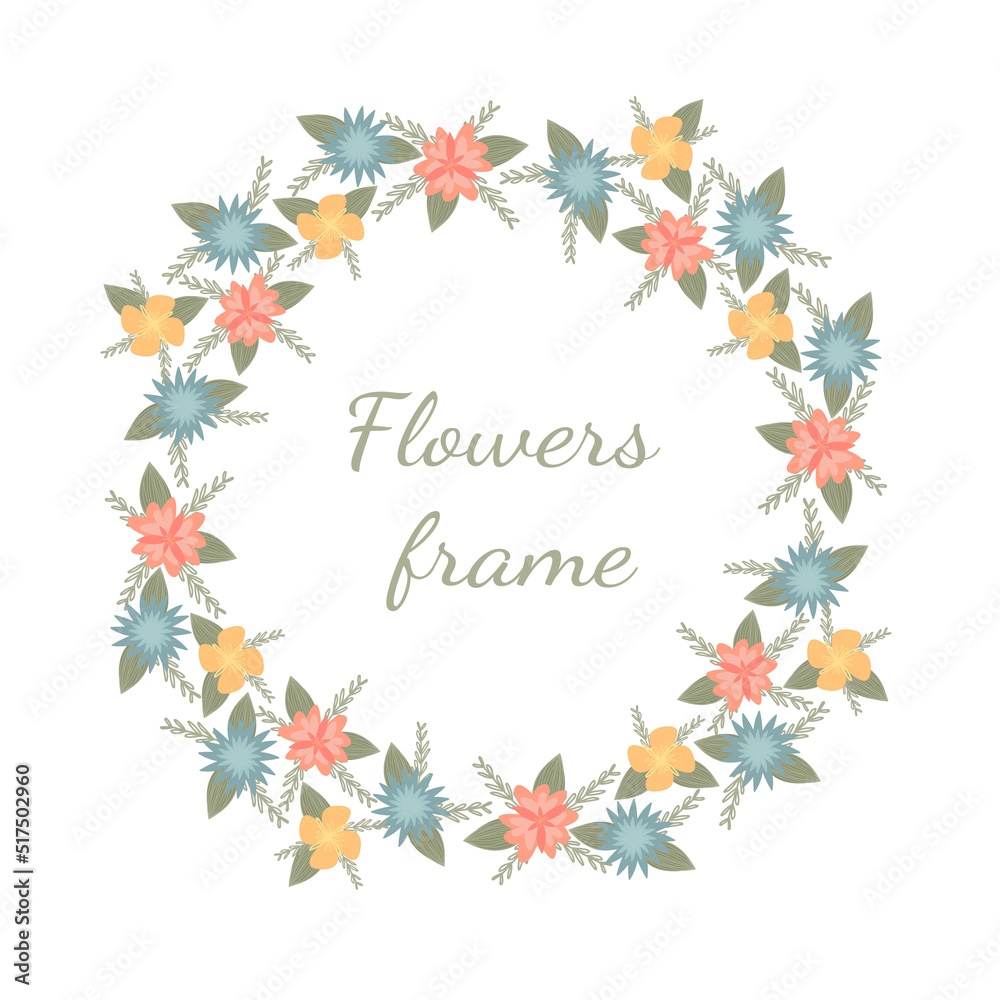 Obraz premium Elegant frame for invitations.Frame of flowers and leaves.Decoration of flowers and leaves.