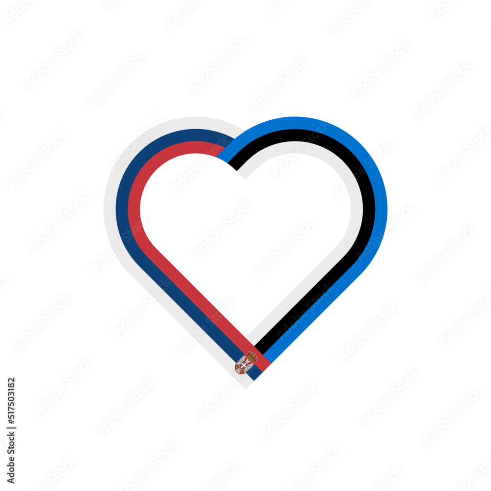 friendship concept. heart ribbon icon of serbian and estonian. vector illustration isolated on white background friendship concept. heart ribbon icon of serbian and estonian. vector illustration isolated on white background