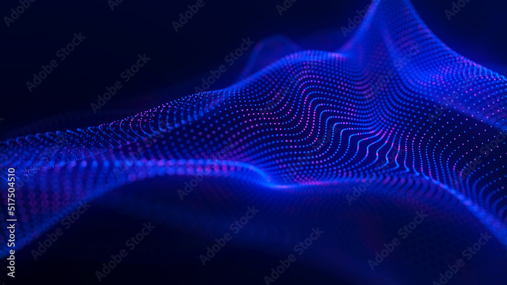 Abstract digital wave of particles. Futuristic point wave. Technology background. 3D rendering. Abstract digital wave of particles. Futuristic point wave. Technology background. 3D rendering.