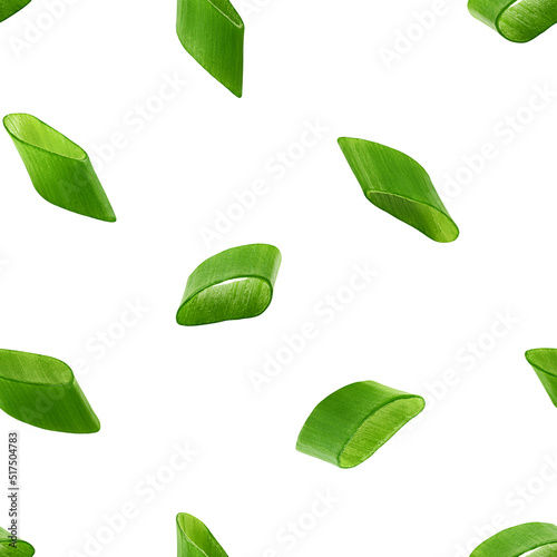 chopped Green Onion isolated on white background, SEAMLESS, PATTERN