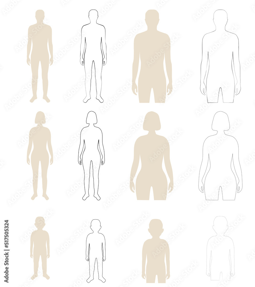 Set of men, women and kid silhouettes Set of men, women and kid silhouettes