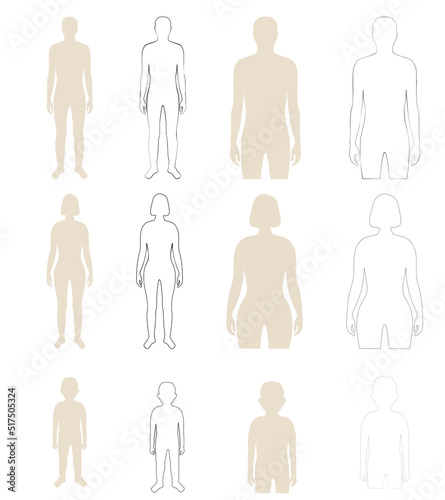 Set of men, women and kid silhouettes
