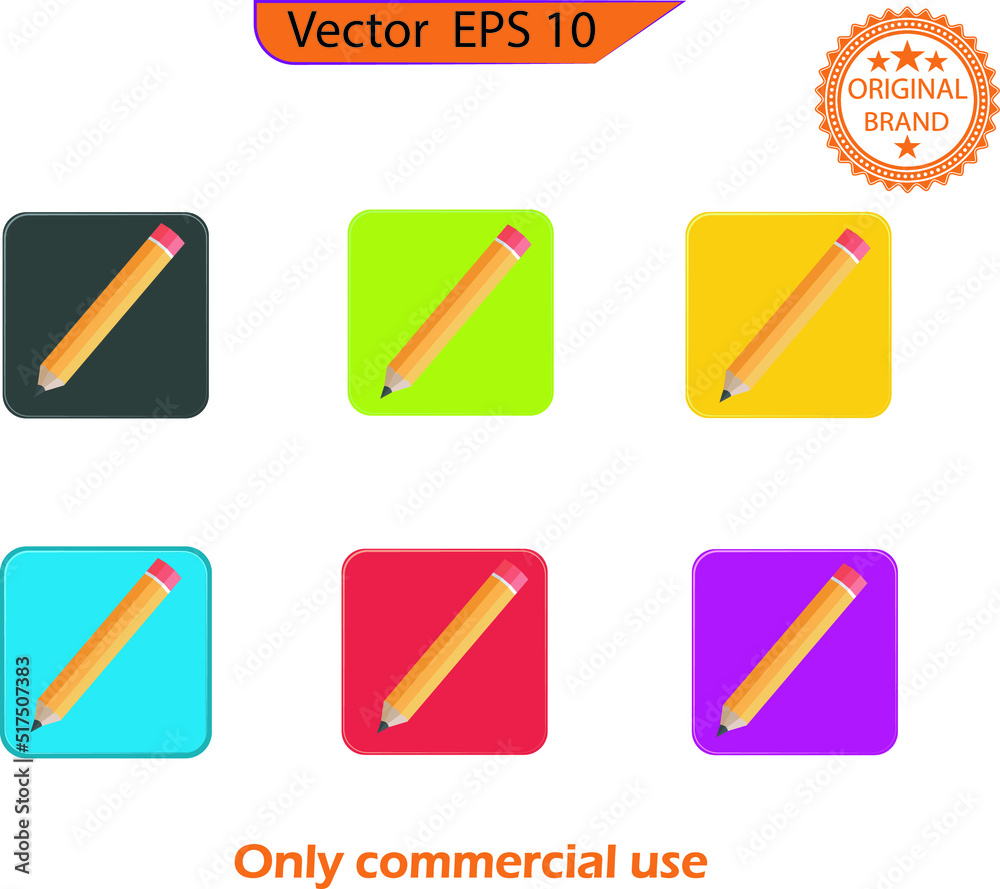 Illustration Pencil Icon. Pencil stationary write. Pencil Icon flat vector illustration logo sign and symbol. For mobile user interface Illustration Pencil Icon. Pencil stationary write. Pencil Icon flat vector illustration logo sign and symbol. For mobile user interface