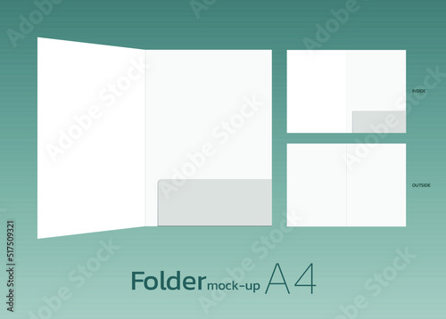 A4 size single pocket reinforced folder mock-up isolated. 3D illustration