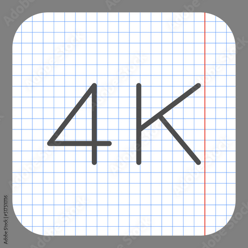 4K simple icon vector. Flat design. On graph paper. Grey background.ai