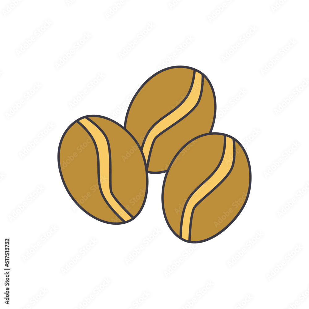 Beans coffee icon in color, isolated on white background Beans coffee icon in color, isolated on white background