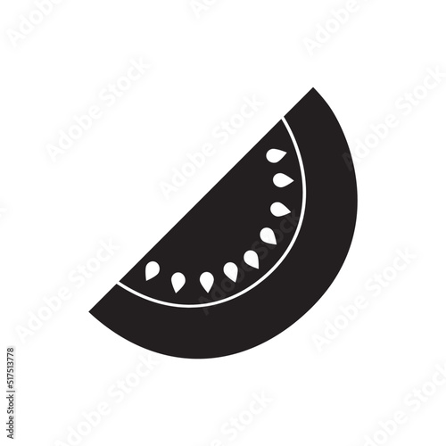 Cantaloupe fruit icon in black flat glyph, filled style isolated on white background