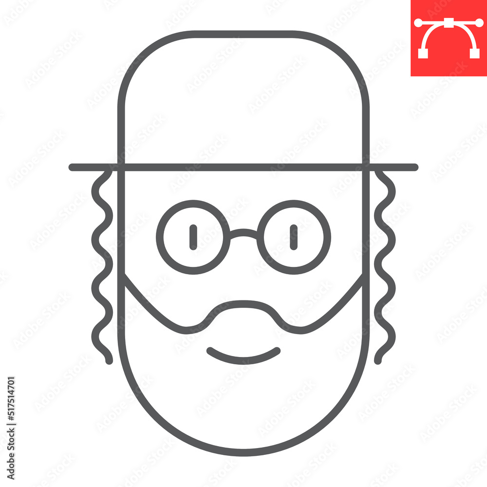 Rabbi line icon, hanukkah and jewish, orthodox jew vector icon, vector graphics, editable stroke outline sign, eps 10. Rabbi line icon, hanukkah and jewish, orthodox jew vector icon, vector graphics, editable stroke outline sign, eps 10.