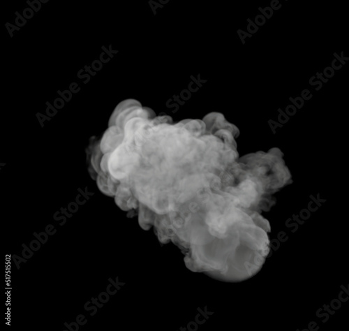 Top View of Wispy and Swirly White Smoke cloud on black
