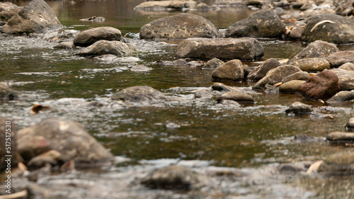 River rocks with small water discharge enter the dry season