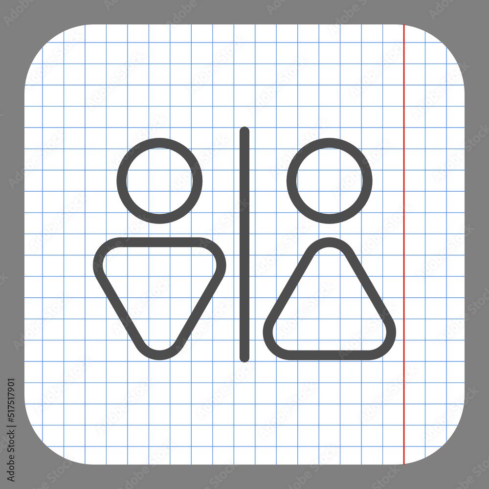 Man, woman, wc simple icon vector. Flat design. On graph paper. Grey background.ai Man, woman, wc simple icon vector. Flat design. On graph paper. Grey background.ai