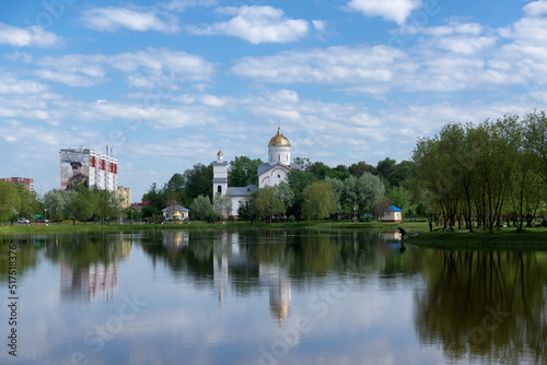 Church of the Holy Prince Alexander Nevsky. Recreation area Prudy in Novobelitsa.