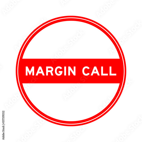 Red color round seal sticker in word margin call on white background