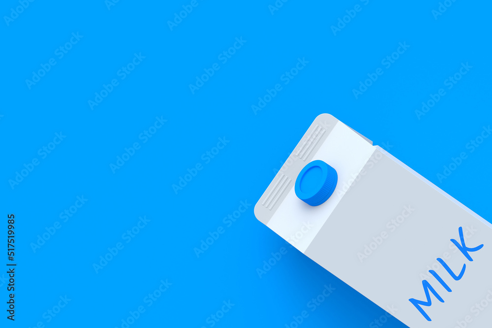 Packs of milk in corner. Dairy beverage. Healthy drink. Top view. Copy space. 3d render Packs of milk in corner. Dairy beverage. Healthy drink. Top view. Copy space. 3d render