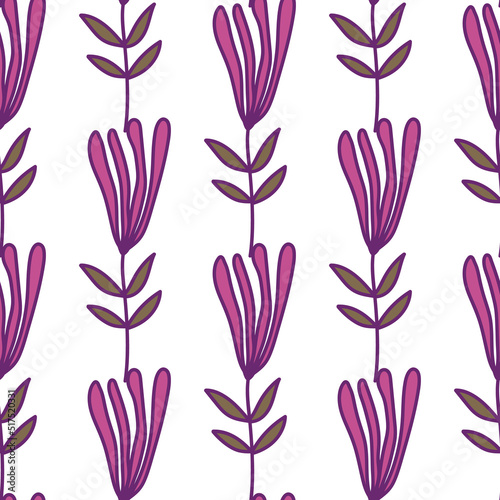 Flower seamless pattern. Abstract floral wallpaper. Doodle art style. Cute plants endless backdrop.