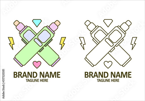 Cute vape store logo with line art style